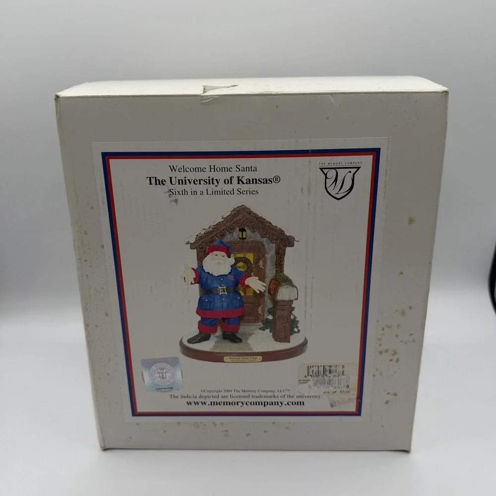 Kansas Jayhawks Welcome Home Santa‎ Claus Figurine Christmas NCAA Memory Company